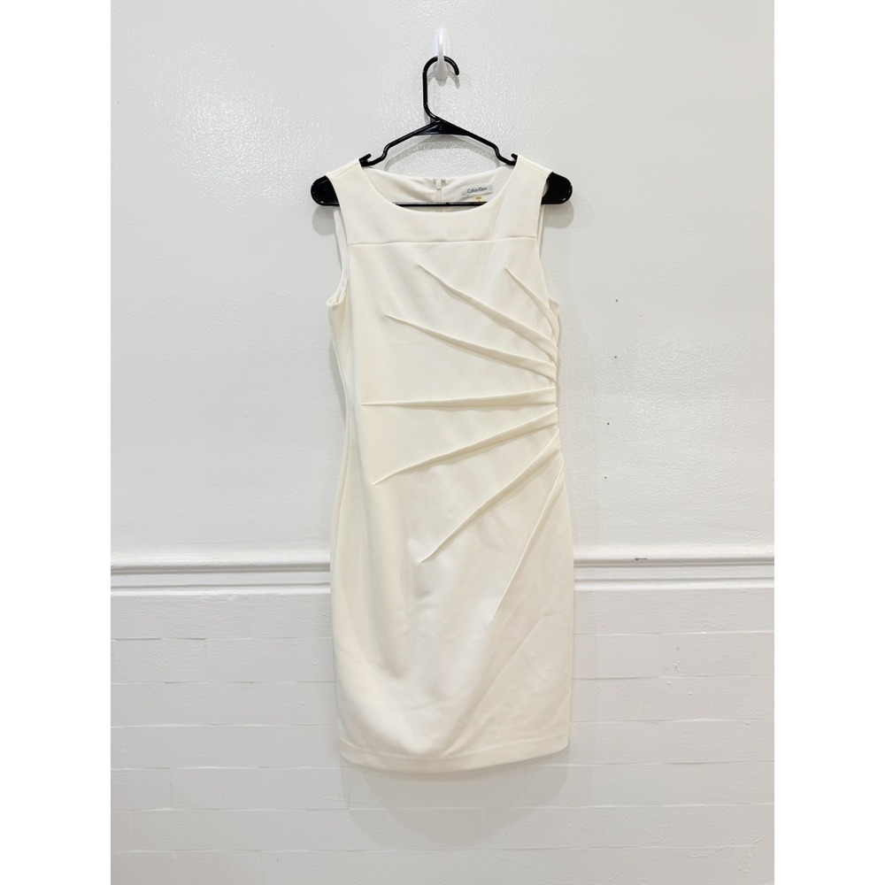 Calvin Klein Sleeveless sheath soft Off White /ivory Dress Size 8
